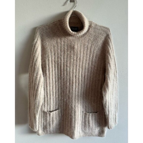 Rafaella Womens Angora Lambswool Turtleneck Sweater Knit Pullover Beige Size L - Picture 1 of 9